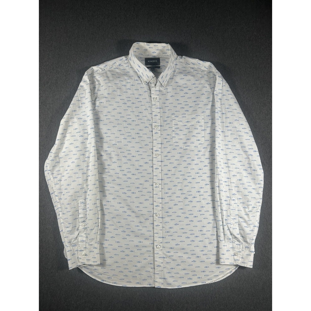 Bonobos Standard Fit Men's XXL Long Sleeve Fish Print Button Down Shirt